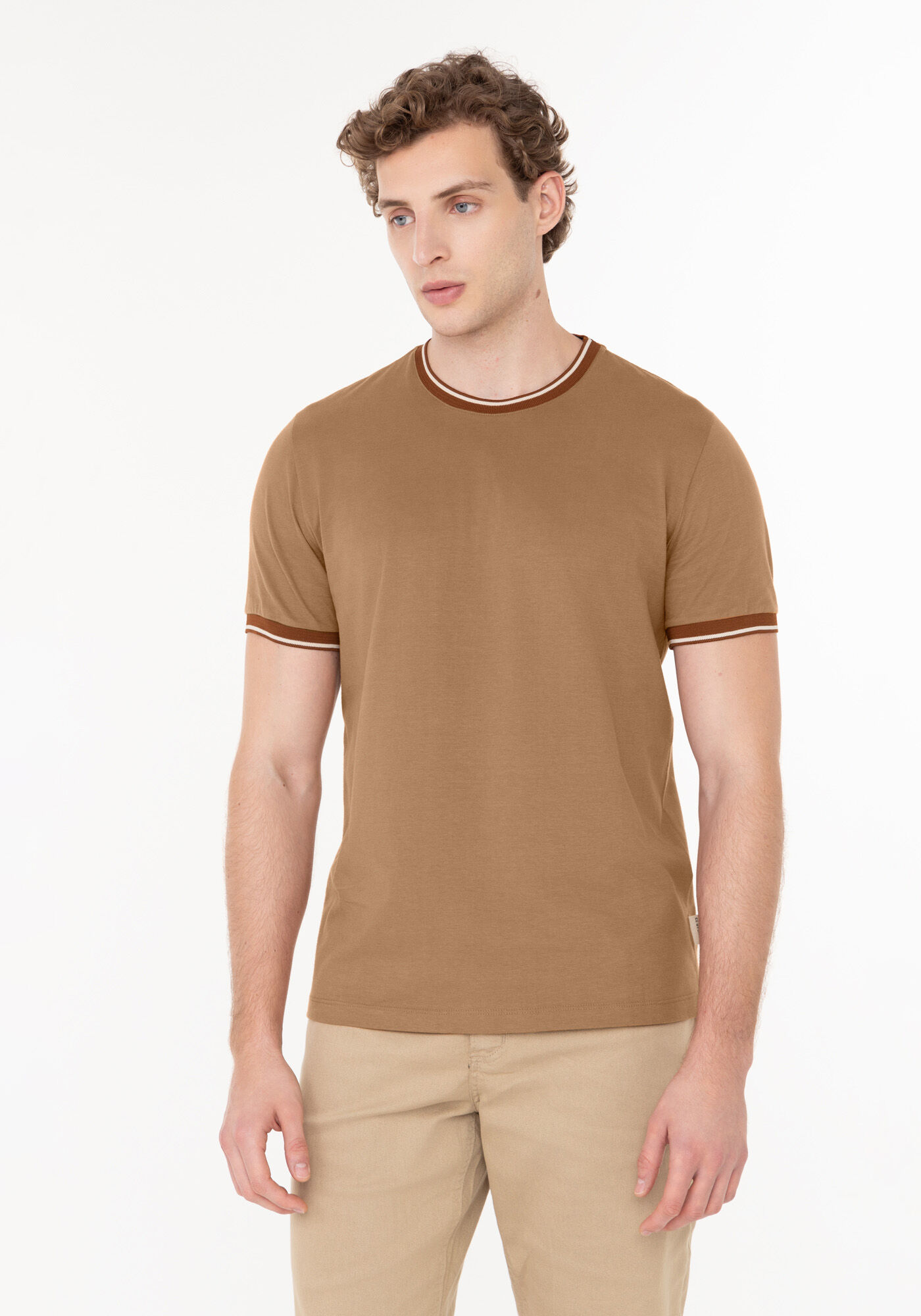 Camiseta De Manga Curta Em Meia Malha De Algod&atilde;o Peletizada, MARROM GODIVA, large.