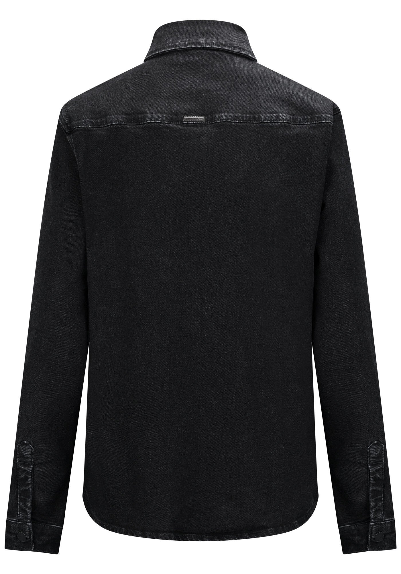 Camisa Jeans Com Elastano, PRETO, large.