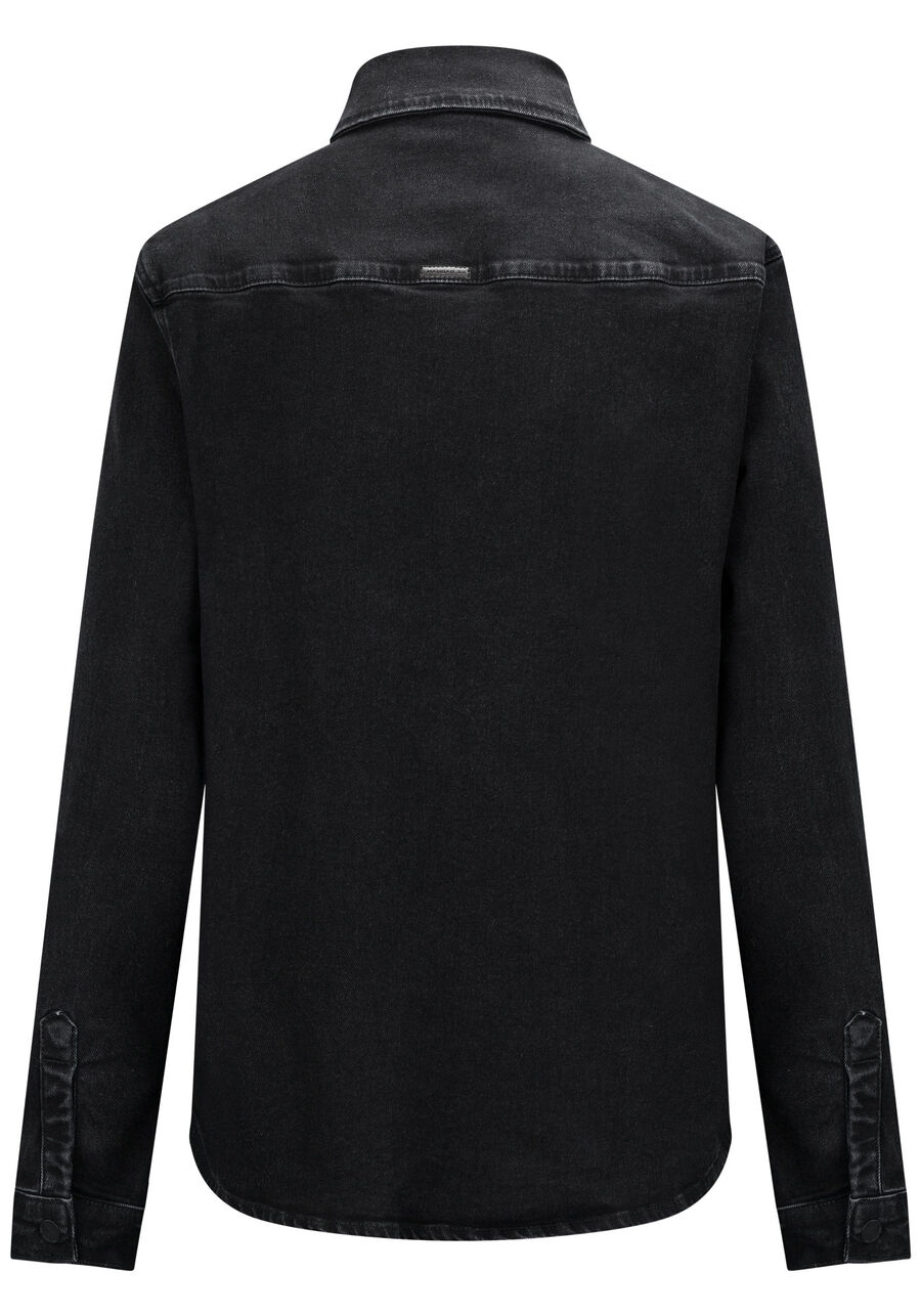 Camisa Jeans Masculina Super Stone, PRETO. Camisa Jeans Masculina Super Stone, PRETO, large.