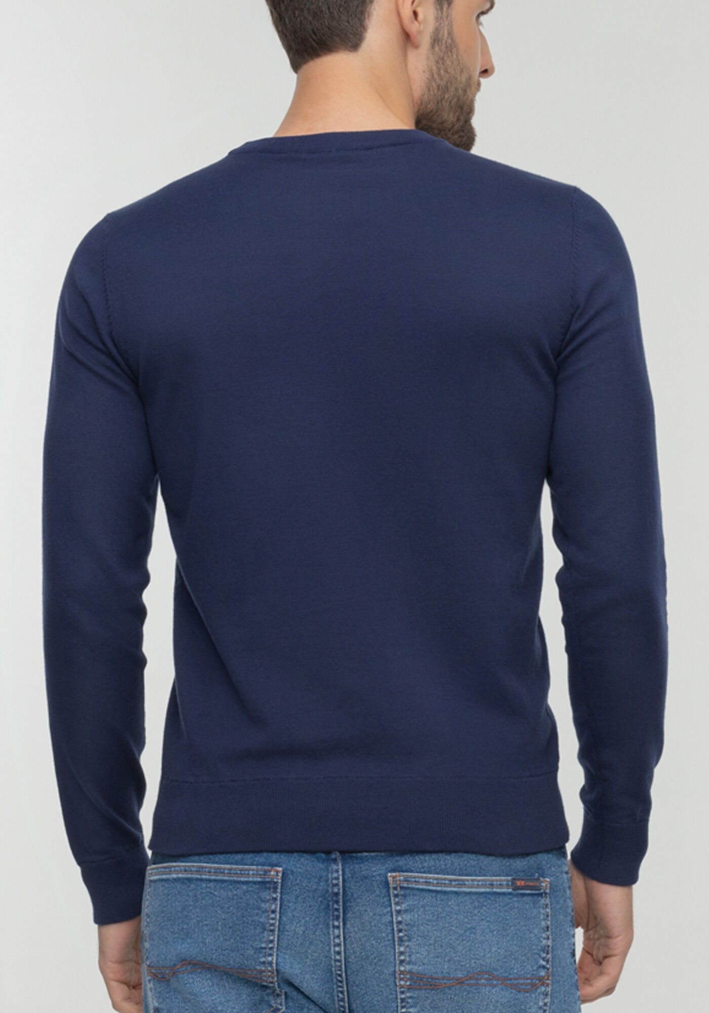 Blus&atilde;o B&aacute;sico Em Tric&ocirc; Com Mangas Longas E Gola Redonda, MARINHO ACTION, large.