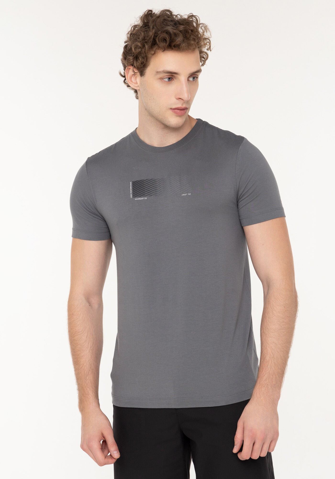 Camiseta De Mangas Curtas Em Malha Modal Com Elastano, CINZA NIGHTCALL, large.