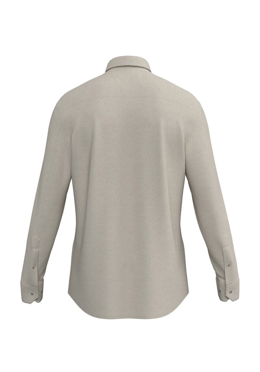 Camisa Masculina Slim Fit De Mangas Longas Em Malha Linho, BRANCO OFF WHITE. Camisa Masculina Slim Fit De Mangas Longas Em Malha Linho, BRANCO OFF WHITE, large.