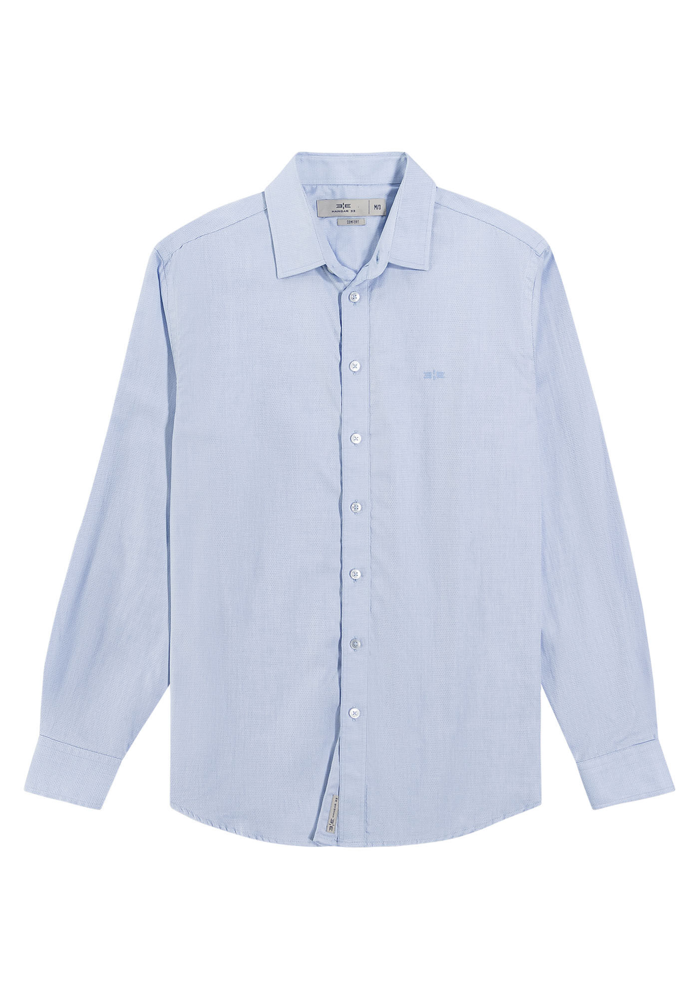 Camisa Masculina Comfort em Tecido Plano, AZUL CLARO, large.