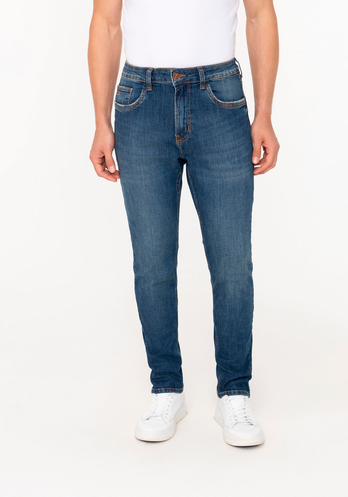 Cal&ccedil;a Jeans Masculina Turbofan Slim Com Bolsos E Elastano, JEANS, large.