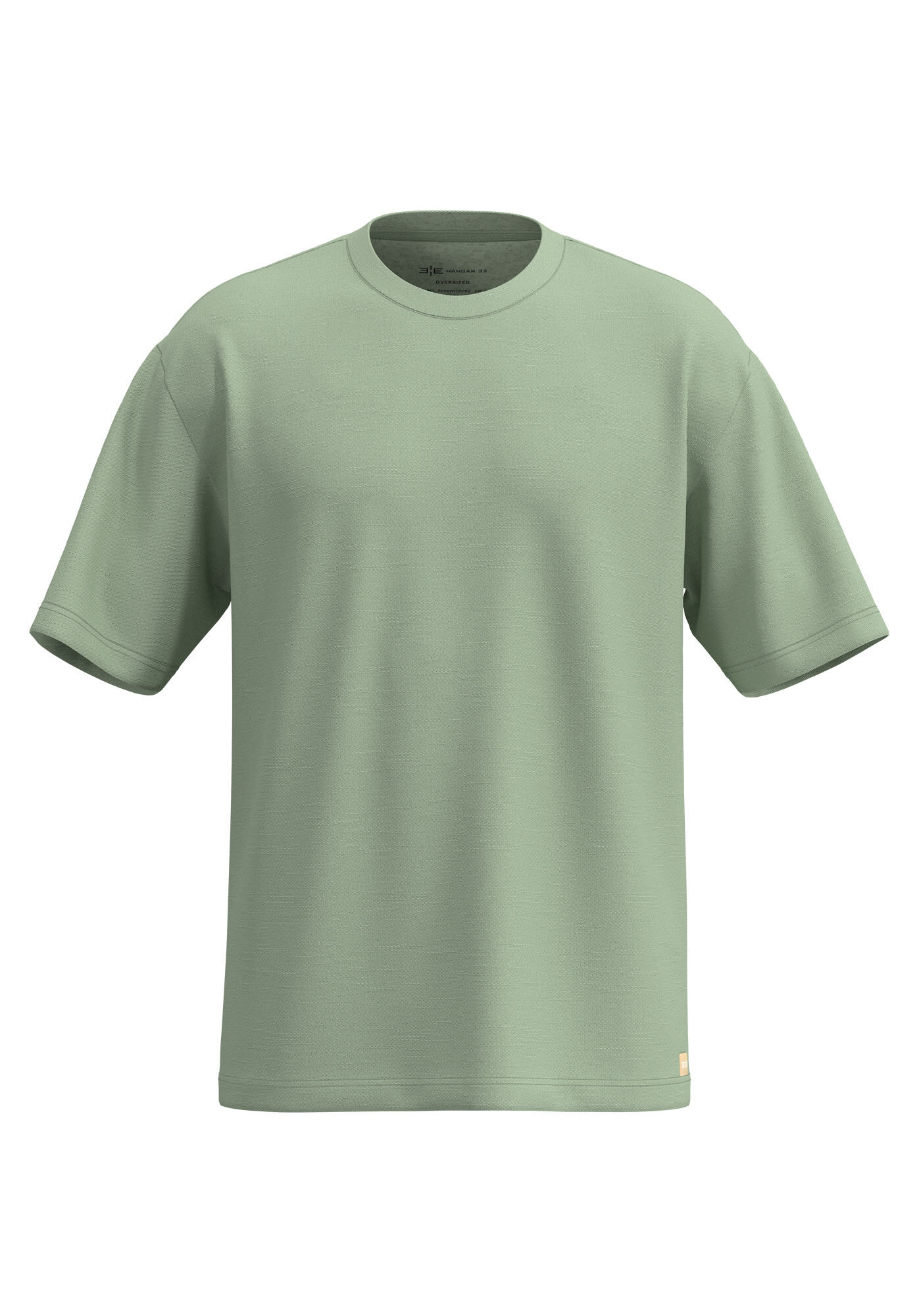 Camiseta Oversized De Mangas Curtas Em Malha Com Linho, VERDE CHIARO, large.