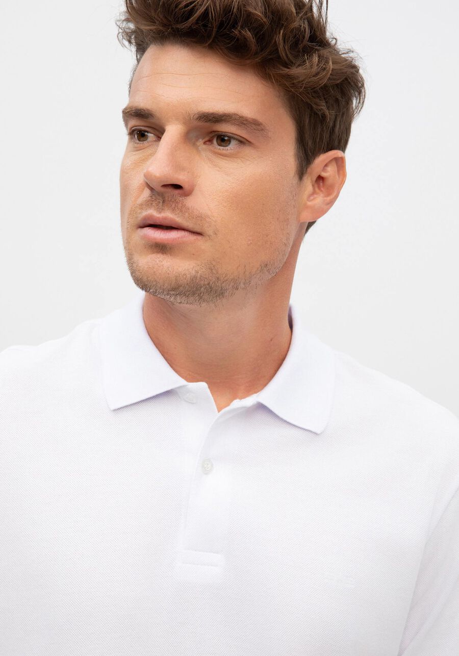 Camisa Polo De Mangas Curtas Colors Em Malha Mercerizada, BRANCO. Camisa Polo De Mangas Curtas Colors Em Malha Mercerizada, BRANCO, large.