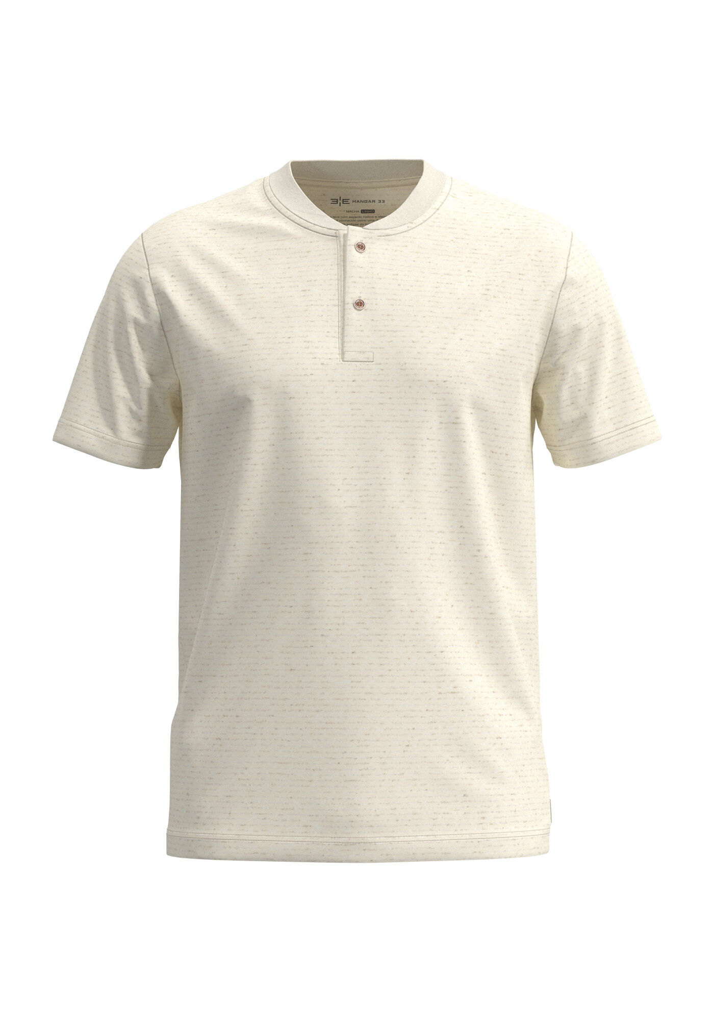 Camisa Com Gola Padre Em Malha Listrada Com Linho, BRANCO OFF WHITE, large.