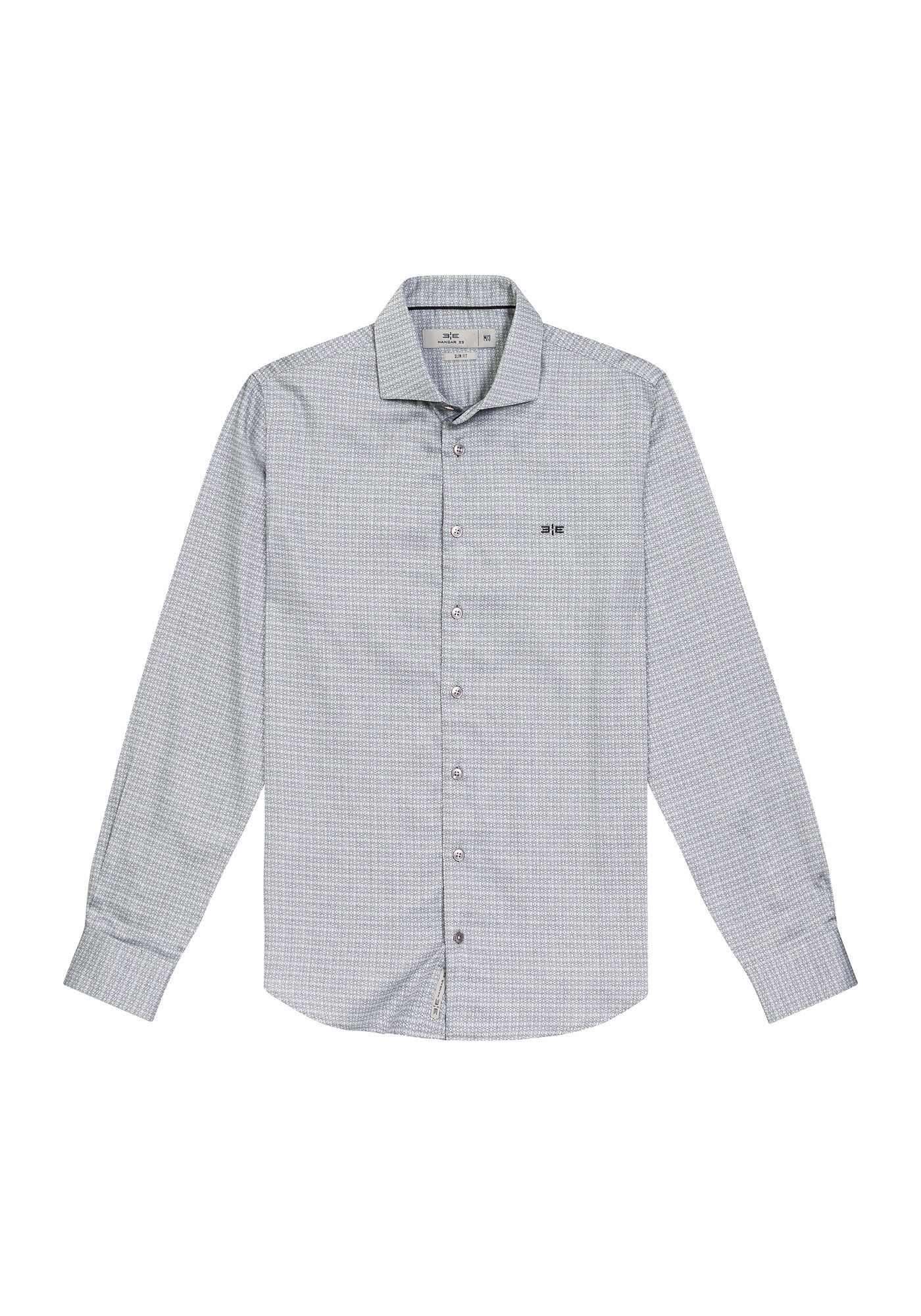 Camisa Gola Italiana Jacquard Slim Fit, , large.