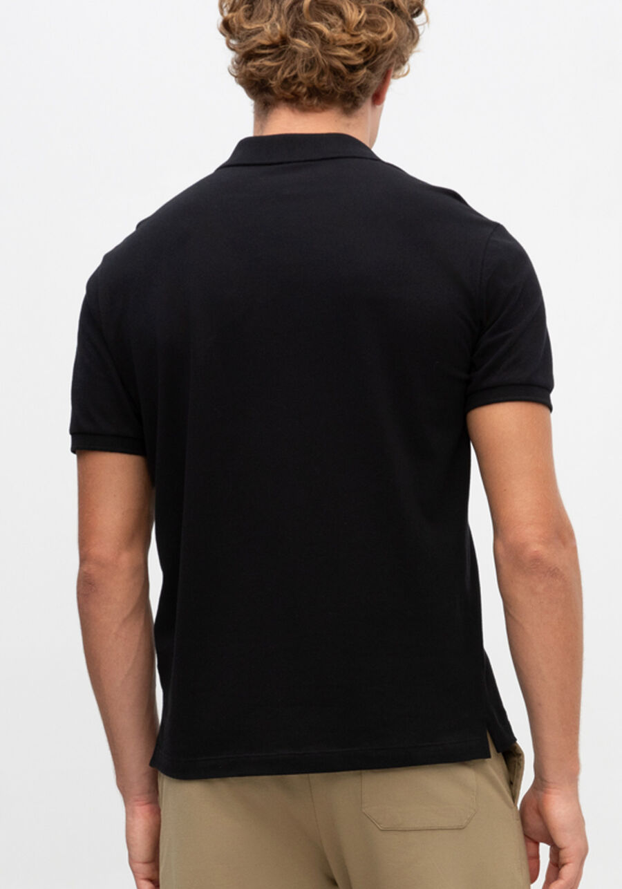 Camisa Polo De Mangas Curtas Colors Em Malha Mercerizada, PRETO REATIVO. Camisa Polo De Mangas Curtas Colors Em Malha Mercerizada, PRETO REATIVO, large.