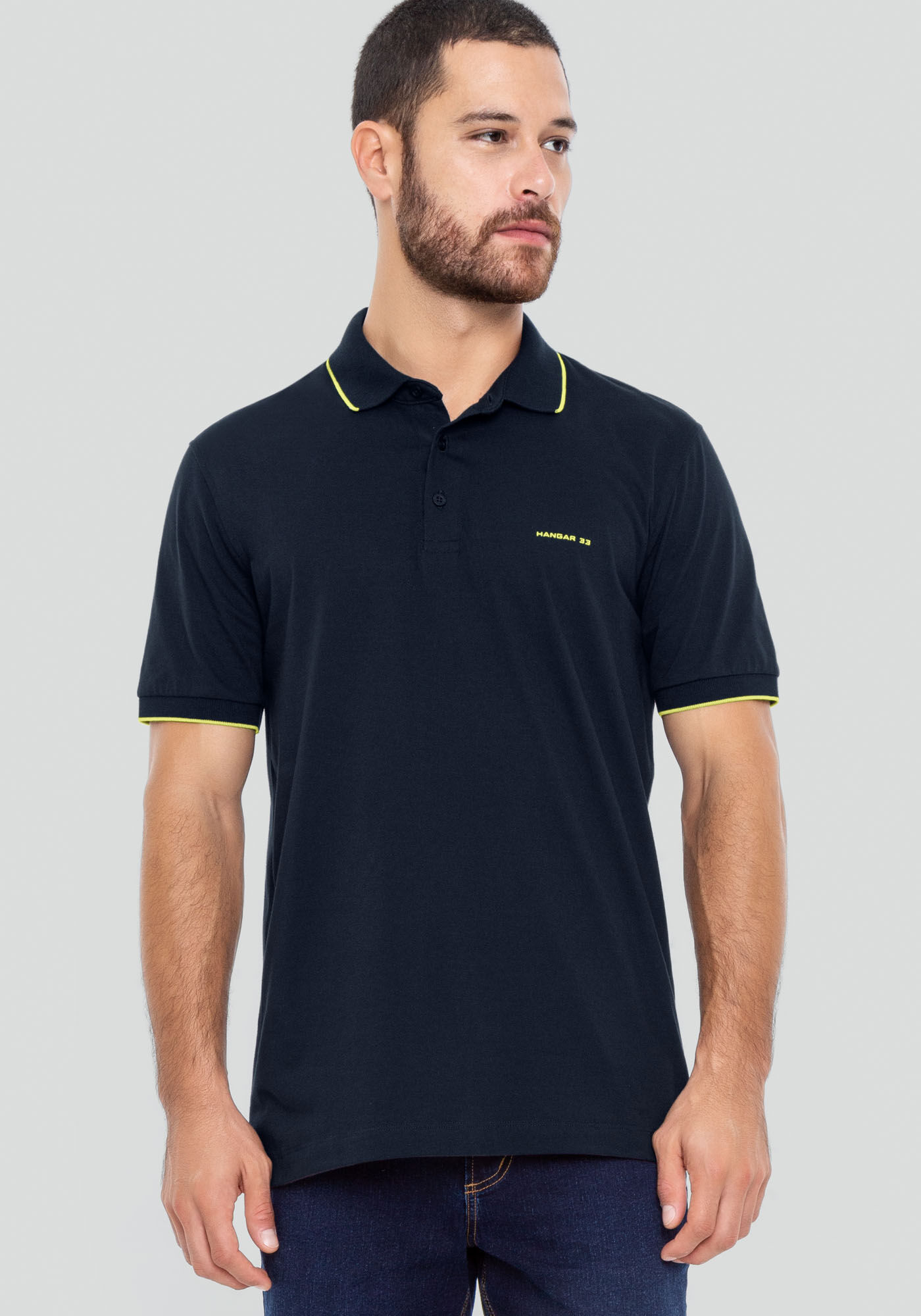 Camisa Polo Masculina em Malha com Detalhe Relevo, MARINHO IMPERIO, large.