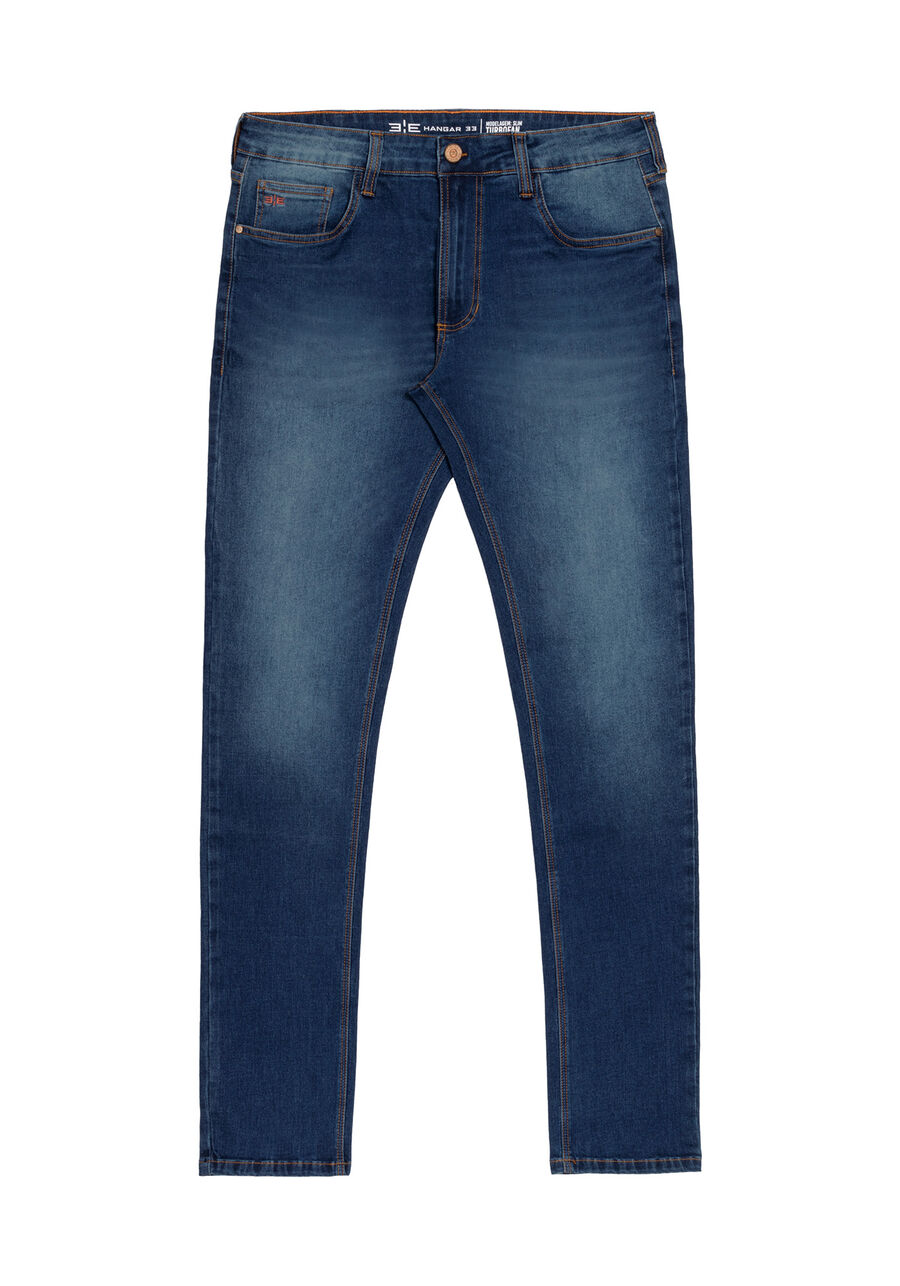 Calça Jeans Slim Turbofan, JEANS ESCURO. Calça Jeans Slim Turbofan, JEANS ESCURO, large.