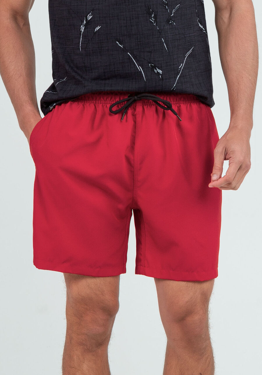 Shorts Masculino em Tecido Plano com Cadarço, VERMELHO SKETCH. Shorts Masculino em Tecido Plano com Cadarço, VERMELHO SKETCH, large.