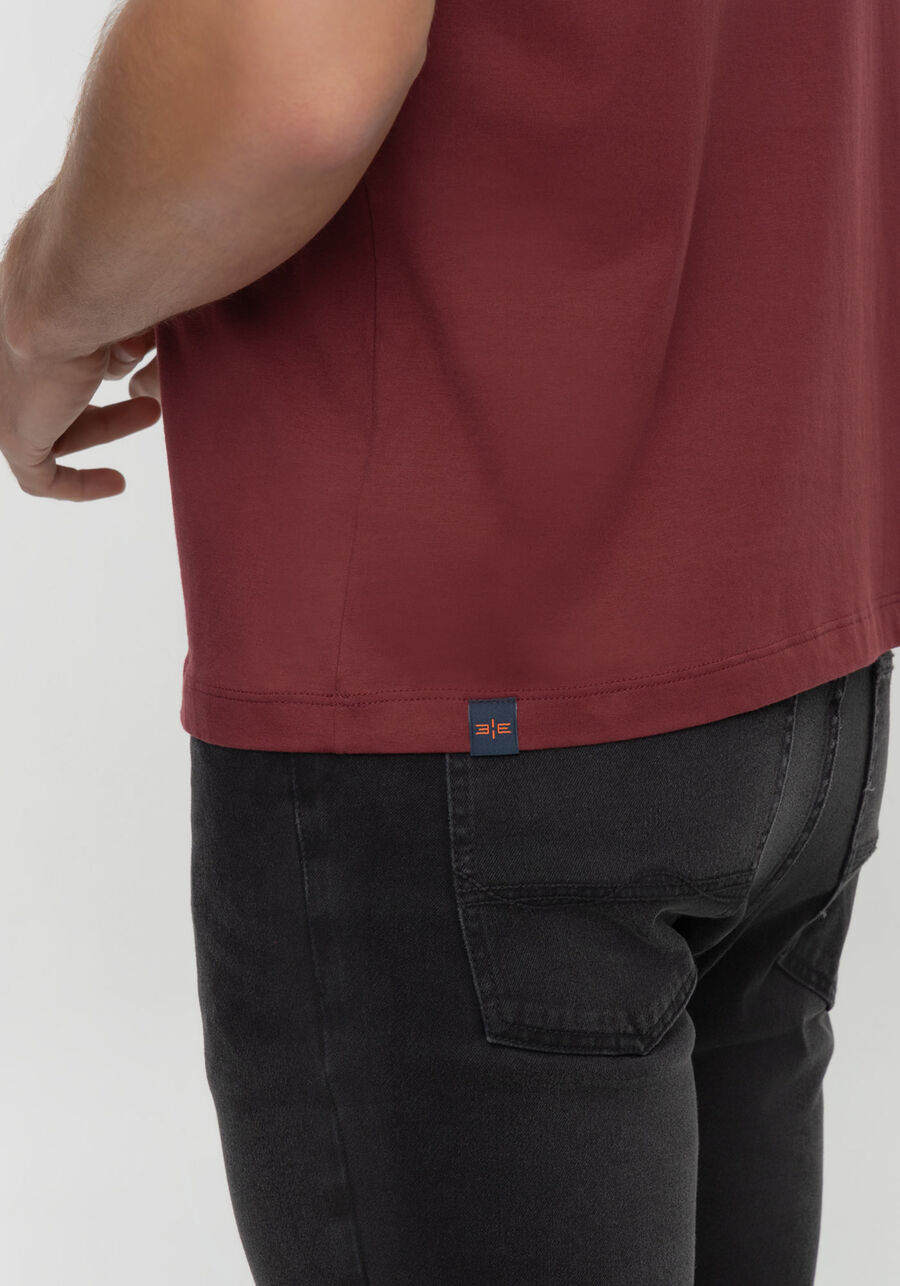 Camiseta De Mangas Curtas Em Malha De Algodão Pima, BORDO. Camiseta De Mangas Curtas Em Malha De Algodão Pima, BORDO, large.