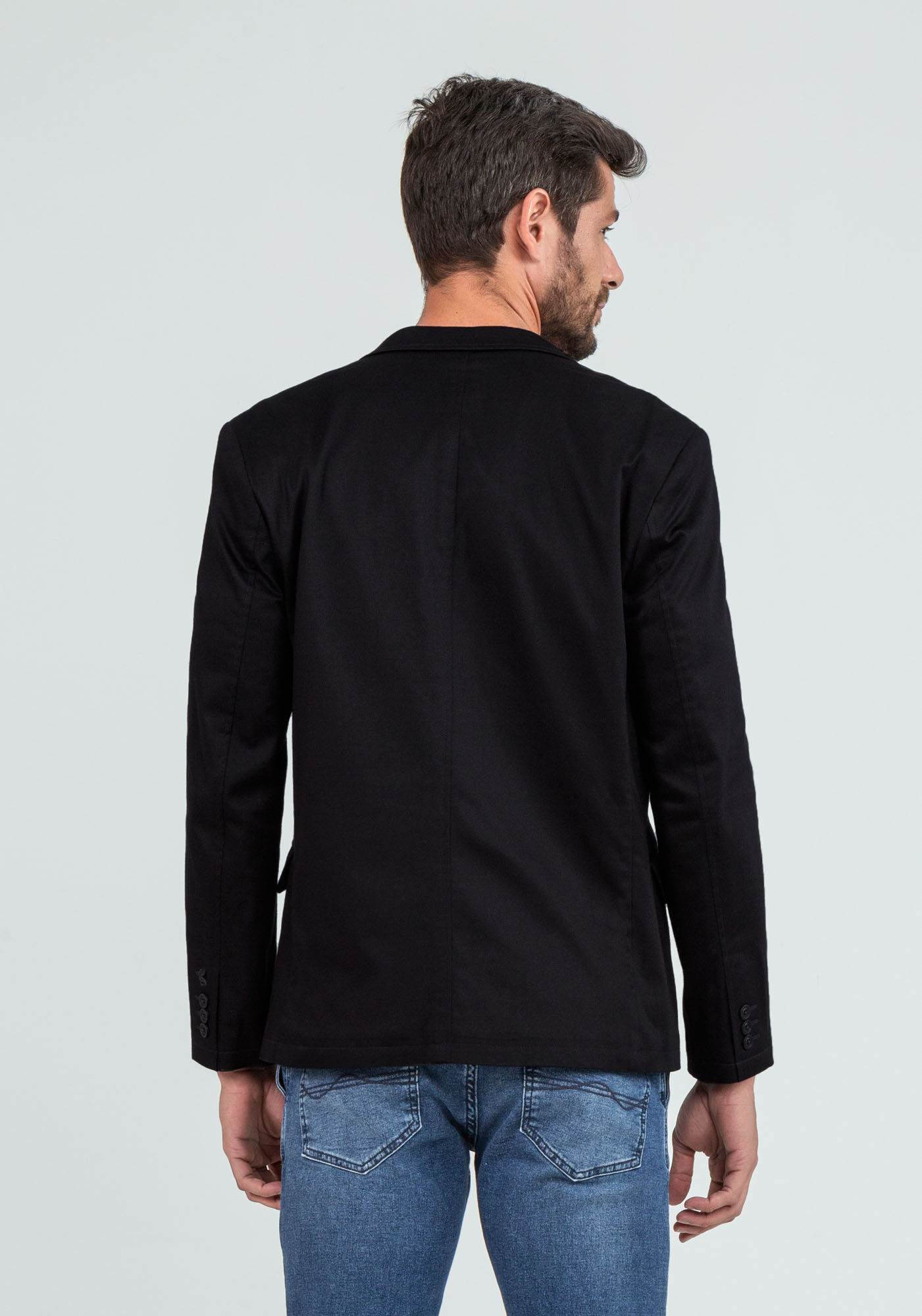 Blazer Social Comfort Em Sarja Com Elastano, PRETO, large.