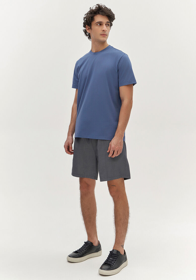 Camiseta De Mangas Curtas Em Malha De Algod&atilde;o Pima, AZUL SEED, large.