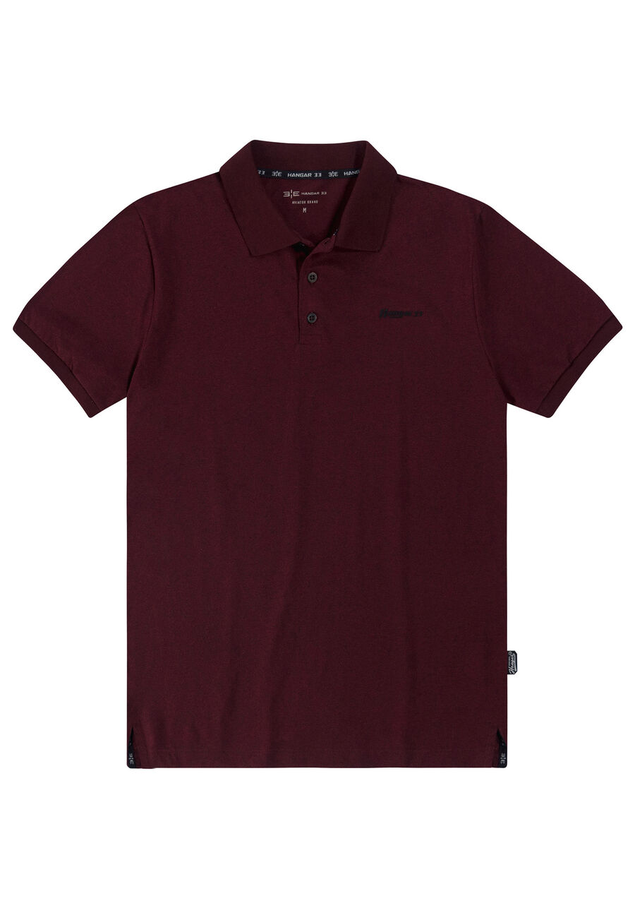Camisa Polo em Malha com Patch Termocolante, BORDO WITCH. Camisa Polo em Malha com Patch Termocolante, BORDO WITCH, large.
