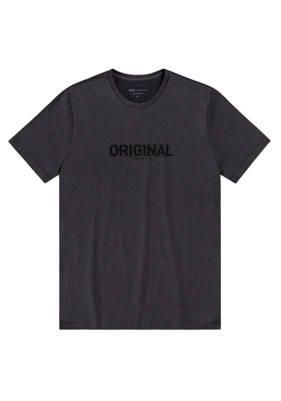 Camiseta Masculina em Malha Estonada com Estampa, CINZA NOTI. Camiseta Masculina em Malha Estonada com Estampa, CINZA NOTI, large.