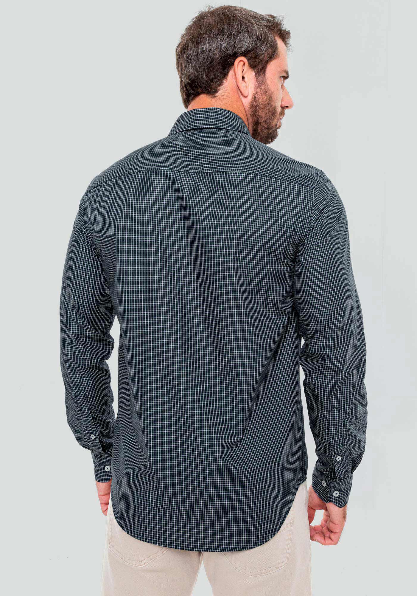 Camisa Masculina Slim Fit em Fio Eg&iacute;pcio, MARINHO, large.