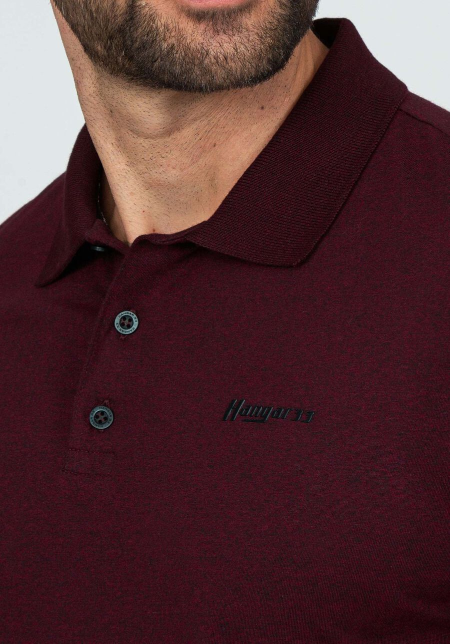 Camisa Polo em Malha com Patch Termocolante, BORDO WITCH. Camisa Polo em Malha com Patch Termocolante, BORDO WITCH, large.