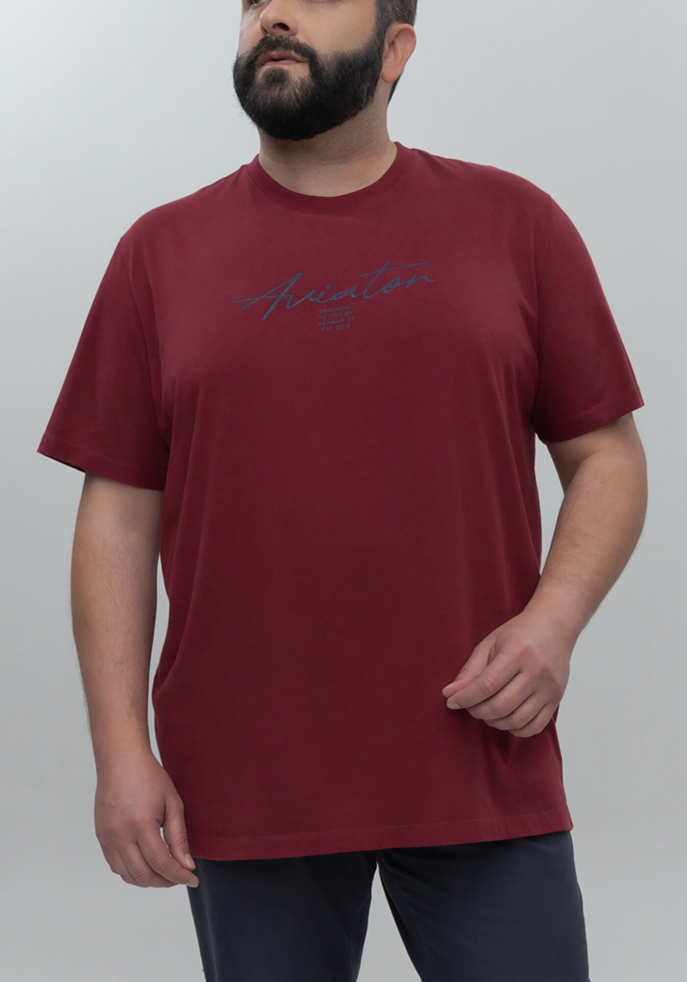 Camiseta De Mangas Curtas Em Malha De Algod&atilde;o Big & Tall, BORDO BURN RED, large.