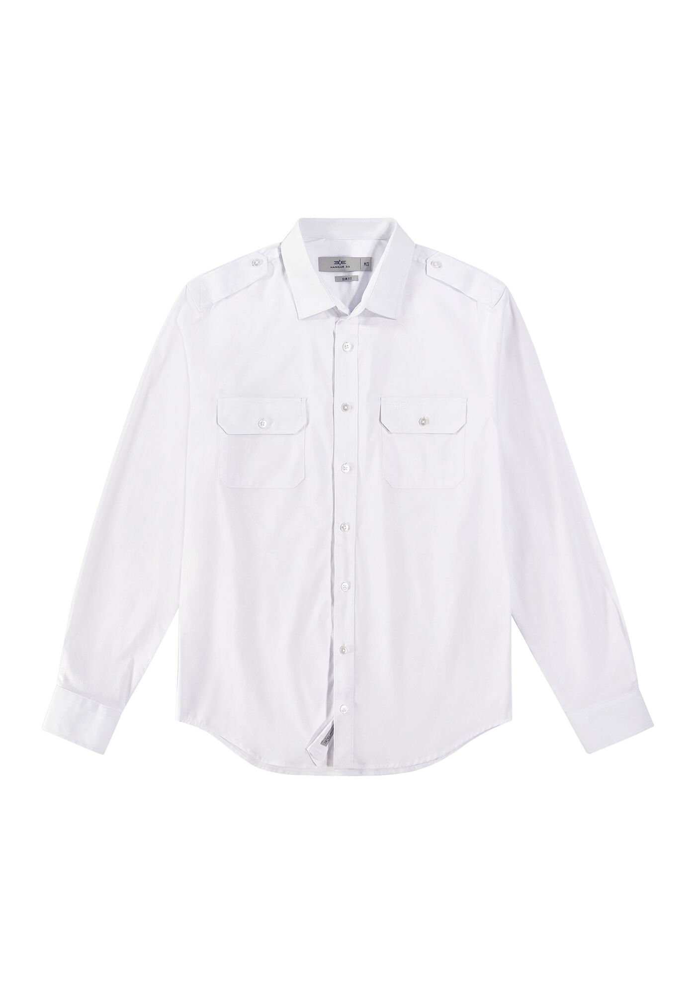 Camisa Manga Longa Slim Fit com Bolso, BRANCO, large.