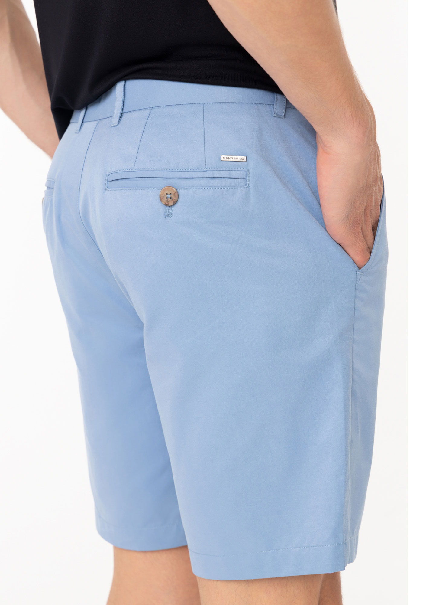 Shorts Em Tecido Plano Com Bolsos, AZUL BRIGHT, large.