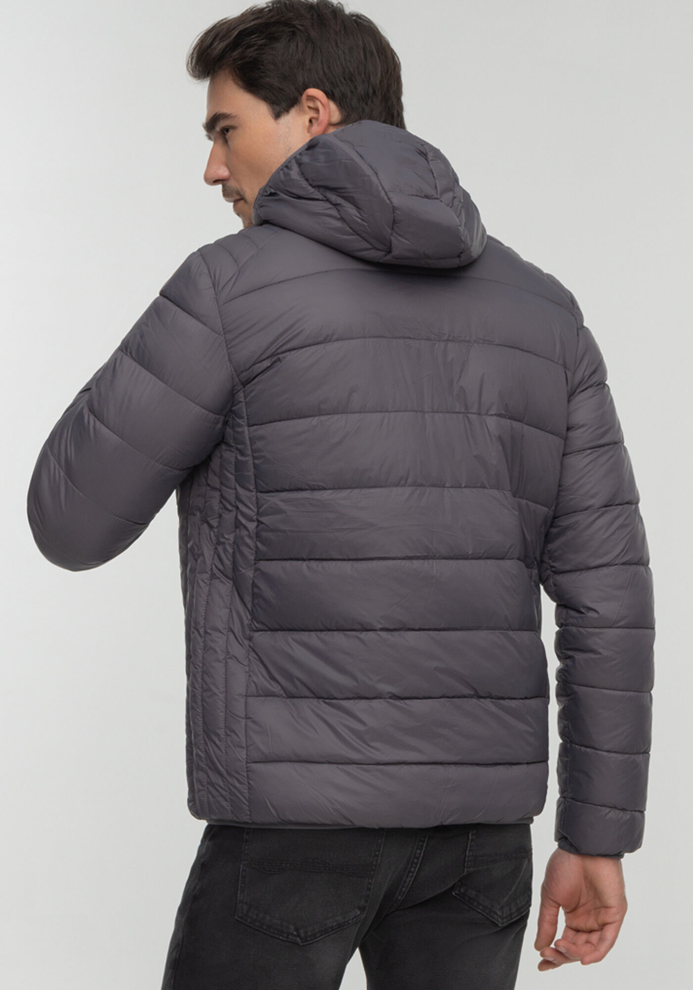 Jaqueta Puffer Em Nylon Com Z&iacute;per E Capuz Remov&iacute;vel, CINZA CYBER, large.