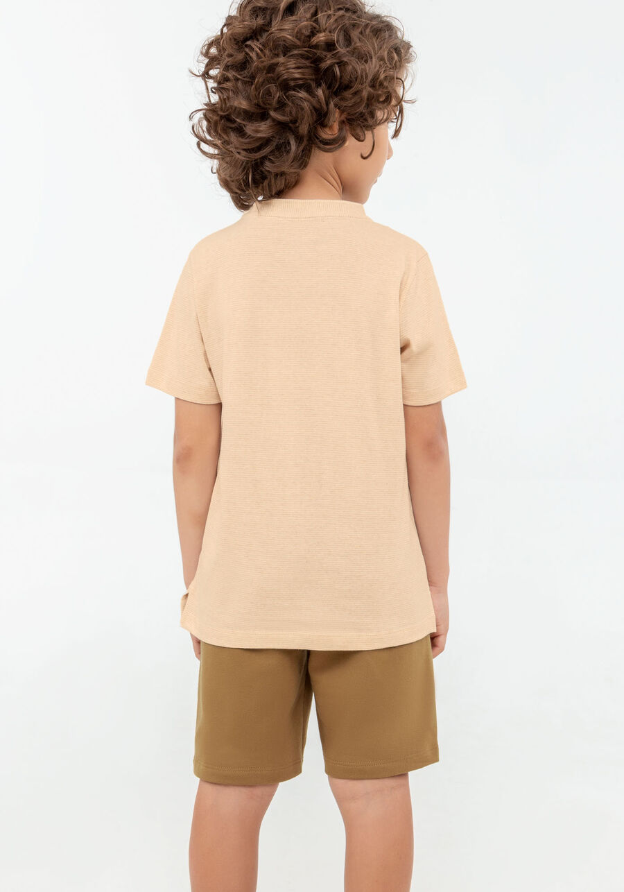 Conjunto Infantil Menino Camiseta e Bermuda, MARROM TILE, large.