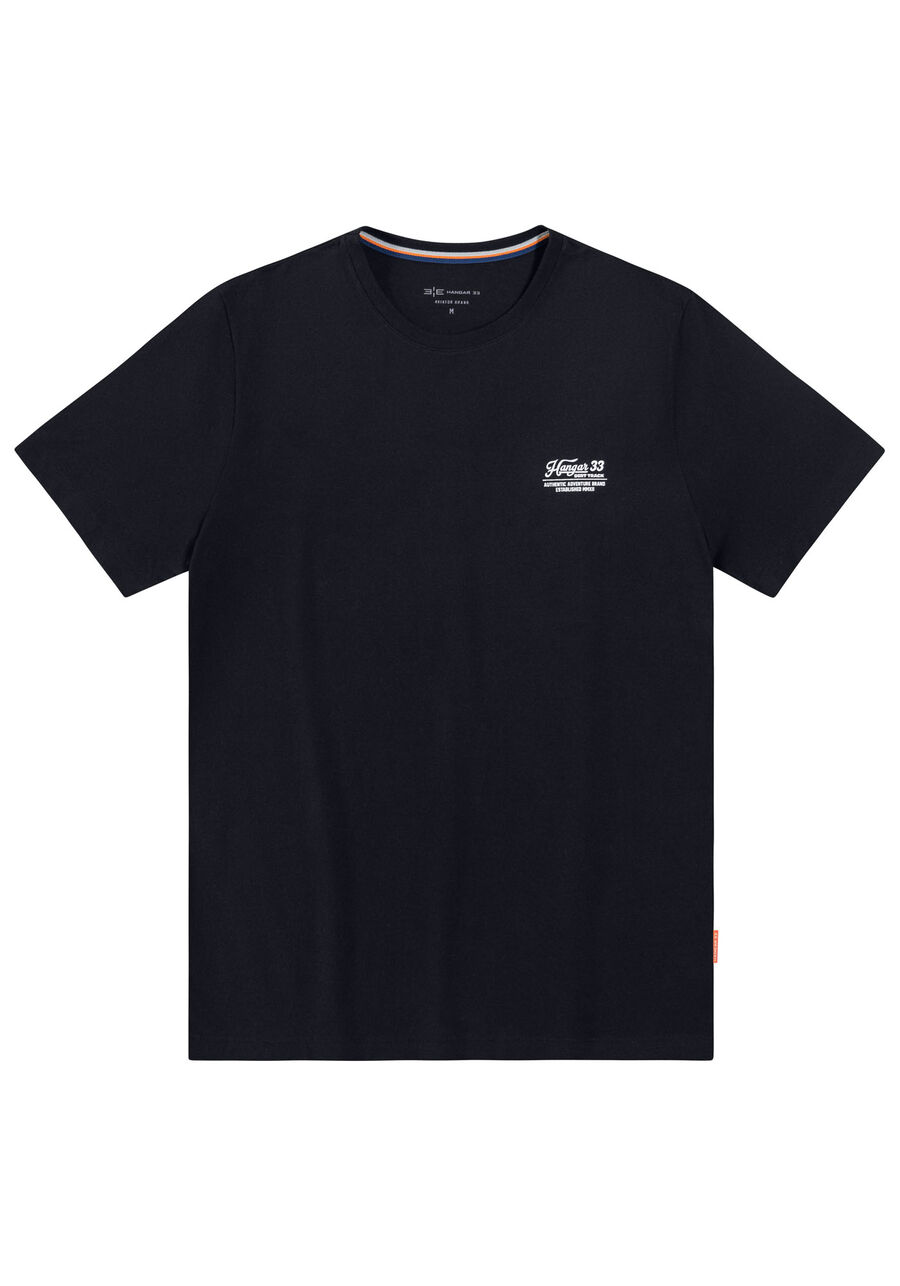 Camiseta Masculina em Malha com Estampa Costas, PRETO REATIVO. Camiseta Masculina em Malha com Estampa Costas, PRETO REATIVO, large.