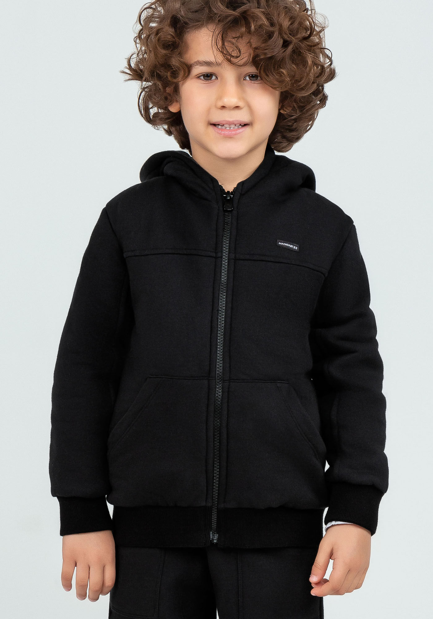 Jaqueta em Moletom com Forro Tal Pai Tal Filho Infantil, PRETO REATIVO, large.