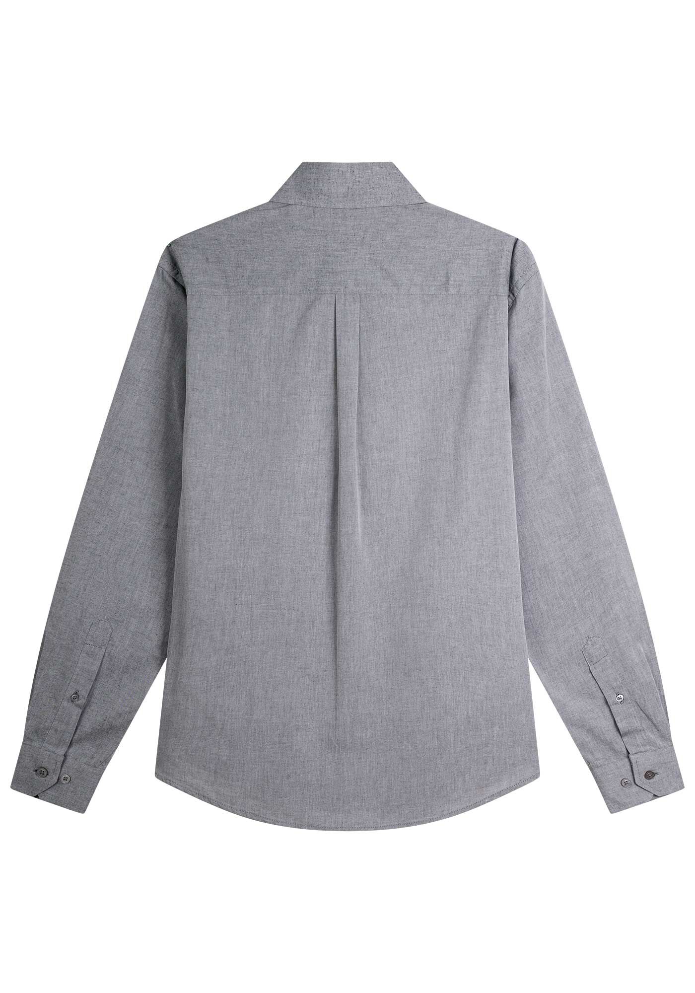 Camisa Masculina Comfort Cinza com Bolso, CINZA, large.