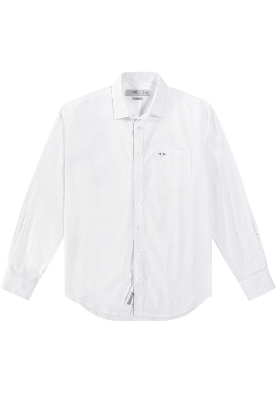 Camisa Masculina Manga Longa Comfort, BRANCO. Camisa Masculina Manga Longa Comfort, BRANCO, large.