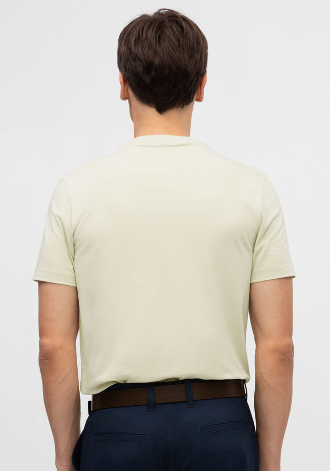 Camiseta Masculina Manga Curta em Malha Cotton, BEGE SYSTEM, large.