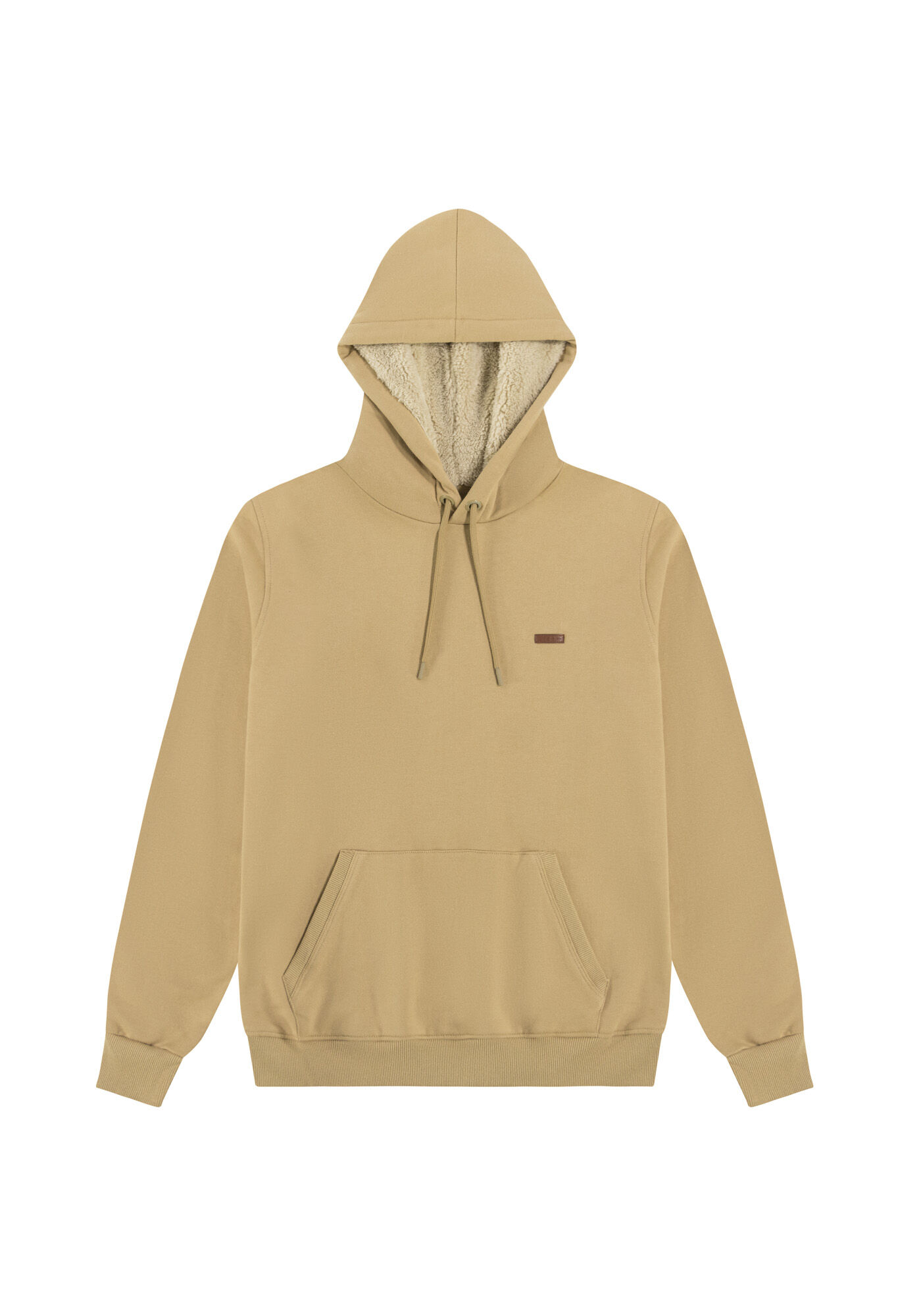 Blus&atilde;o Masculino em Moletom com Pelo Capuz, BEGE SERGE, large.