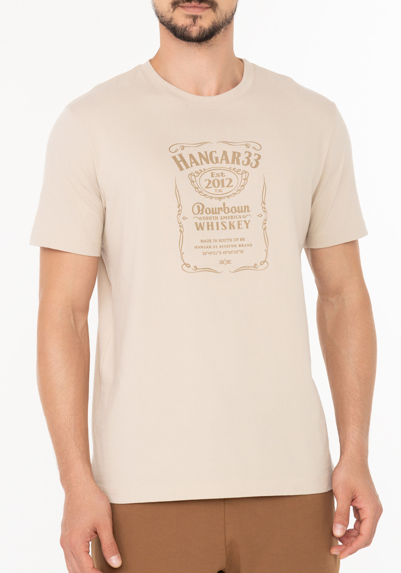 Camiseta Com Estampa Localizada Em Meia Malha De Algod&atilde;o, BEGE SILVERSTONE, large.