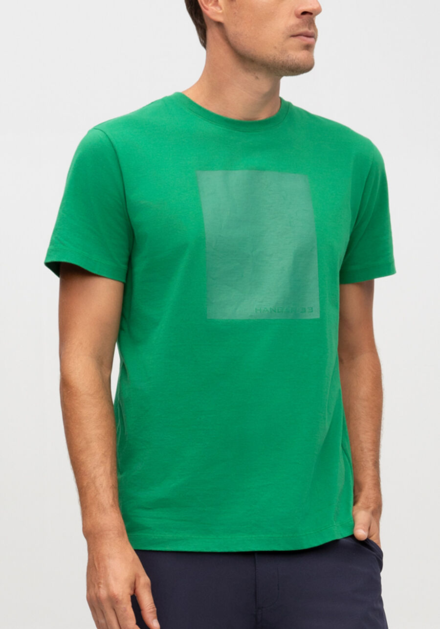 Camiseta Masculina em Malha com Estampa Bloco, VERDE ALBERCA. Camiseta Masculina em Malha com Estampa Bloco, VERDE ALBERCA, large.