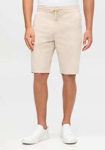 Bermuda Sarja Masculina Jogger com Cadarço, BEGE MARFIM. Bermuda Sarja Masculina Jogger com Cadarço, BEGE MARFIM, large.