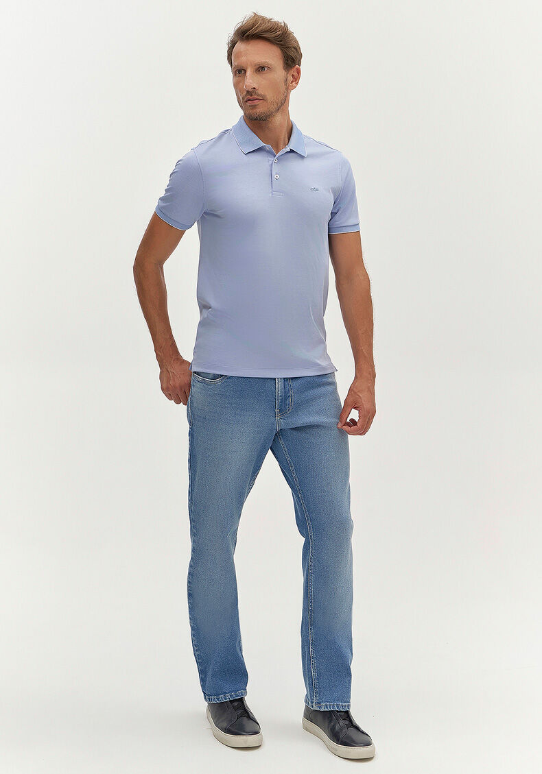 Camisa Polo Masculina em Malha Gold Tom Pastel, AZUL BRIGHT, large.