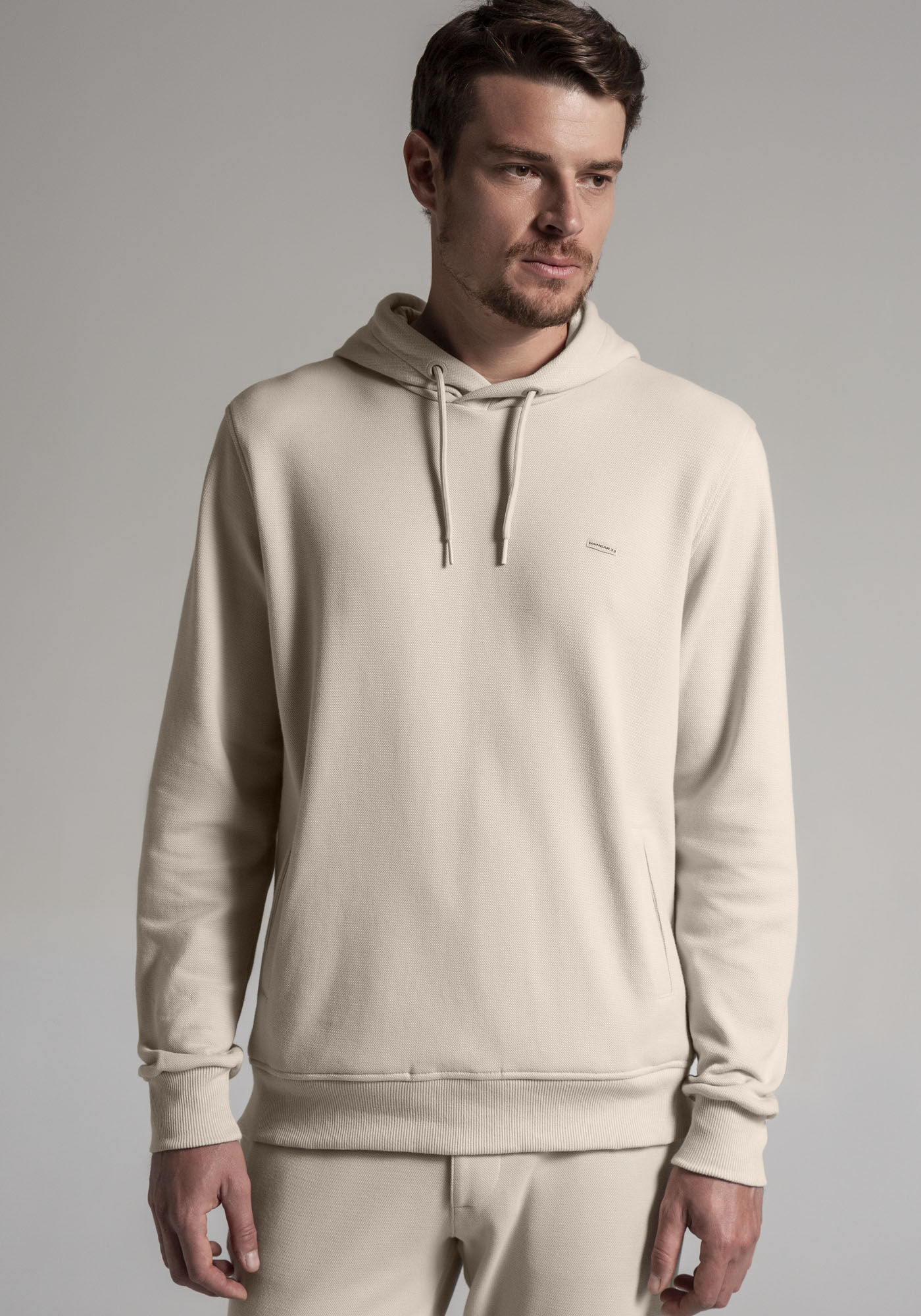 Blus&atilde;o Masculino em Moletom com Bolsos Embutidos, BEGE SYSTEM, large.