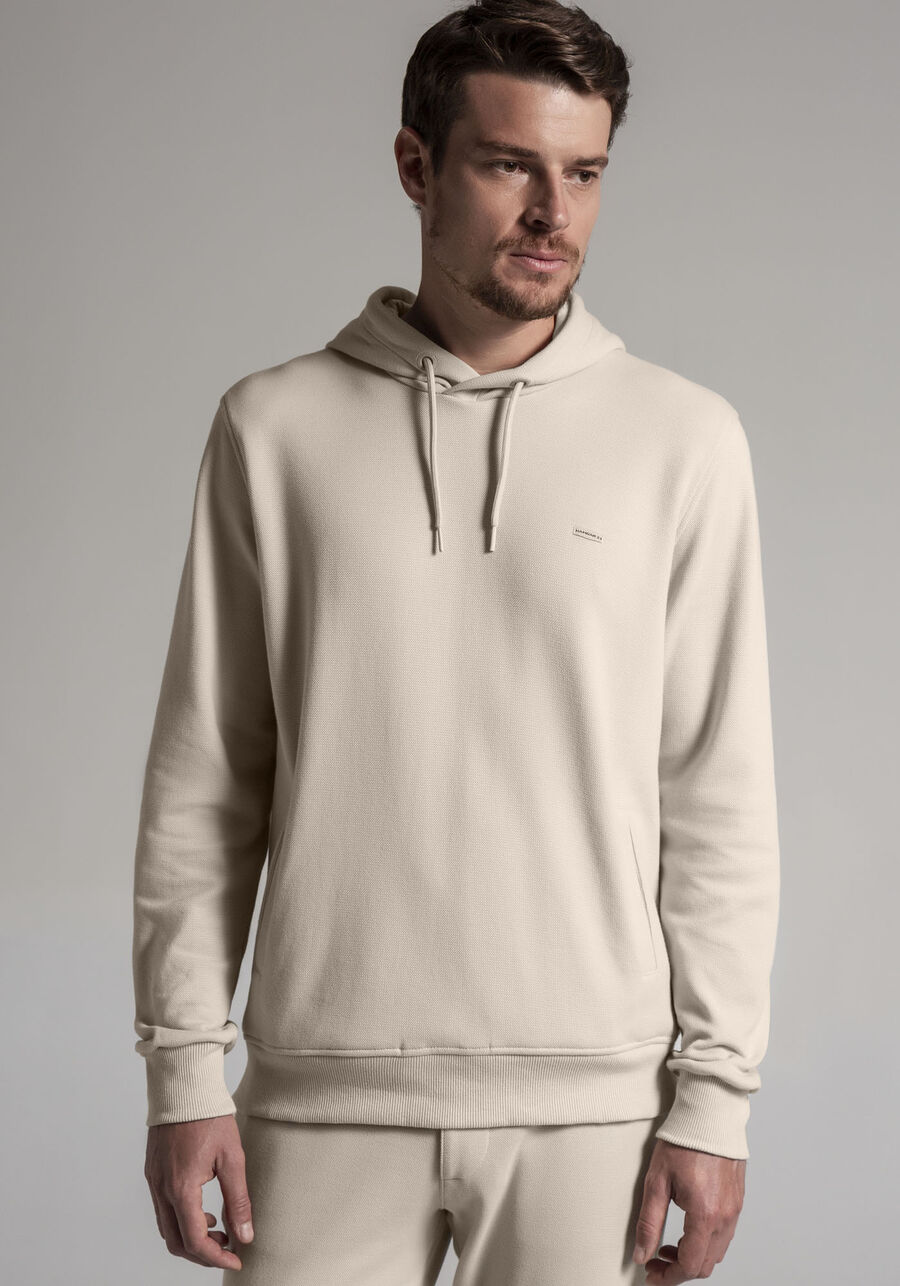 Blusão Masculino em Moletom com Bolsos Embutidos, BEGE SYSTEM. Blusão Masculino em Moletom com Bolsos Embutidos, BEGE SYSTEM, large.