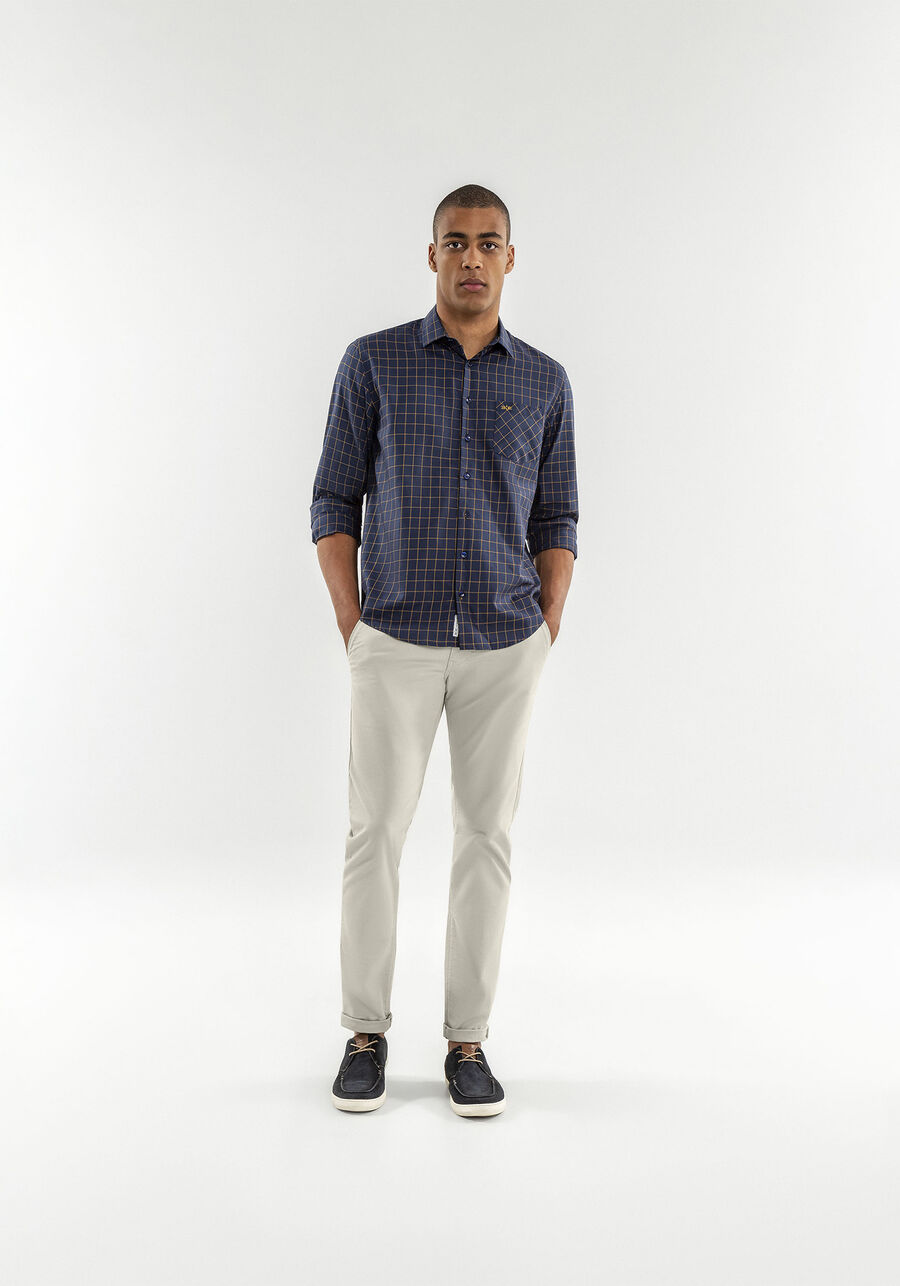 Camisa Masculina Comfort em Sarja, MARINHO. Camisa Masculina Comfort em Sarja, MARINHO, large.