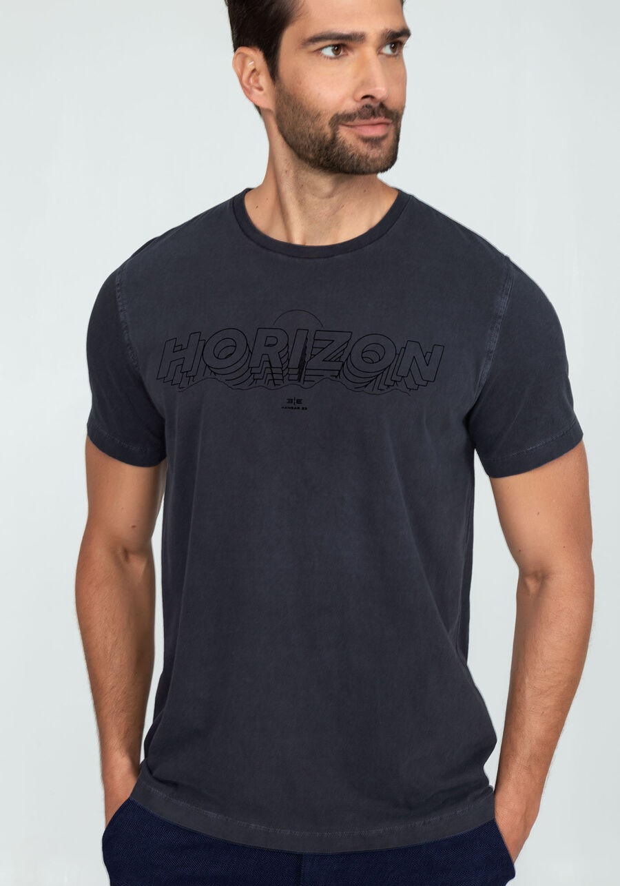 Camiseta em Malha Estampa Lettering, CINZA NOTI. Camiseta em Malha Estampa Lettering, CINZA NOTI, large.