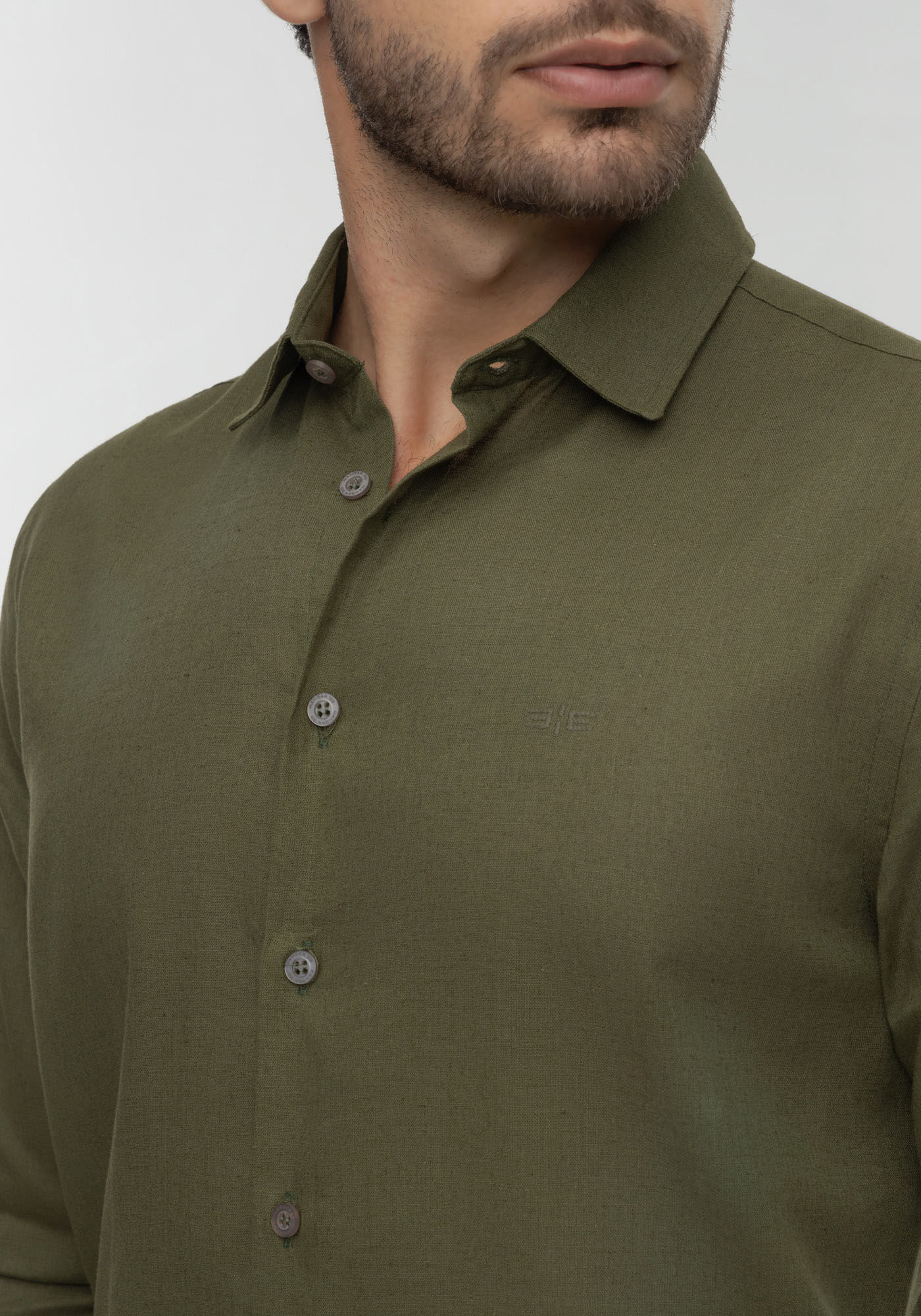 Camisa Slim Fit Masculina Com Mangas Longas E Bot&otilde;es, VERDE HEIR, large.