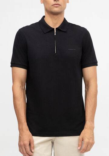 Camisa Polo Masculina em Malha Piquet Pima, PRETO REATIVO. Camisa Polo Masculina em Malha Piquet Pima, PRETO REATIVO, large.