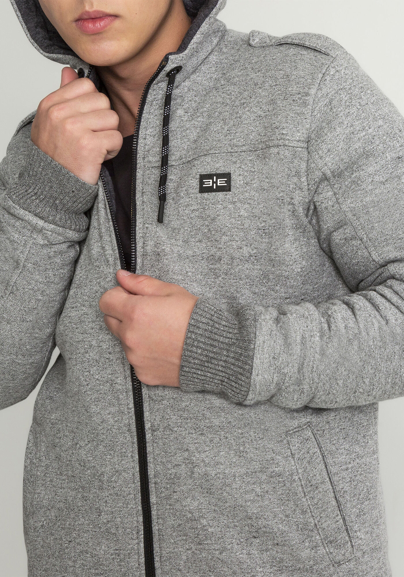 Jaqueta Capuz Forro Manta T&eacute;rmica, MESCLA MEDIO, large.