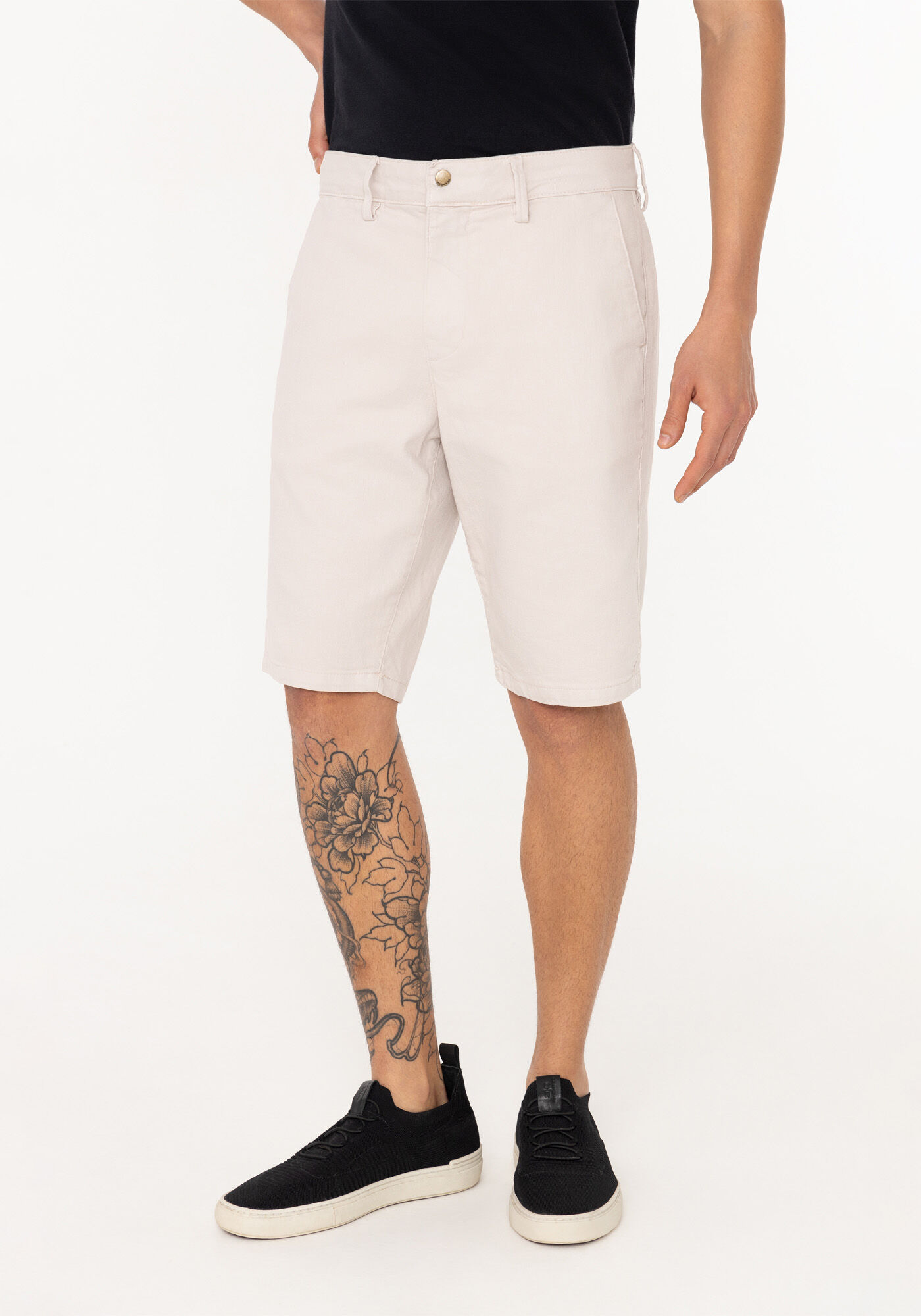 Bermuda Em Sarja Reta Radial, BEGE GELO, large.