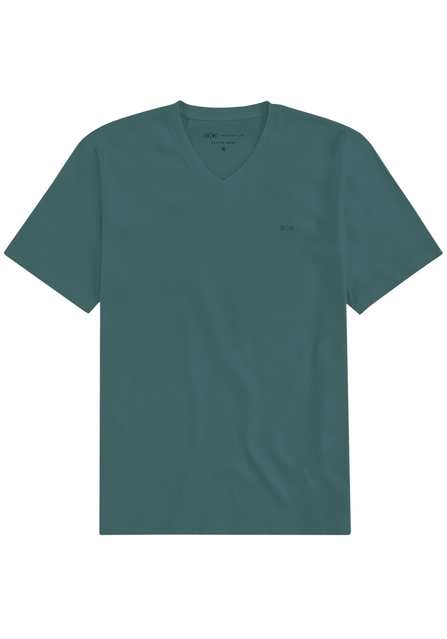 Camiseta Masculina em Malha com Decote V, VERDE LAKE, large.