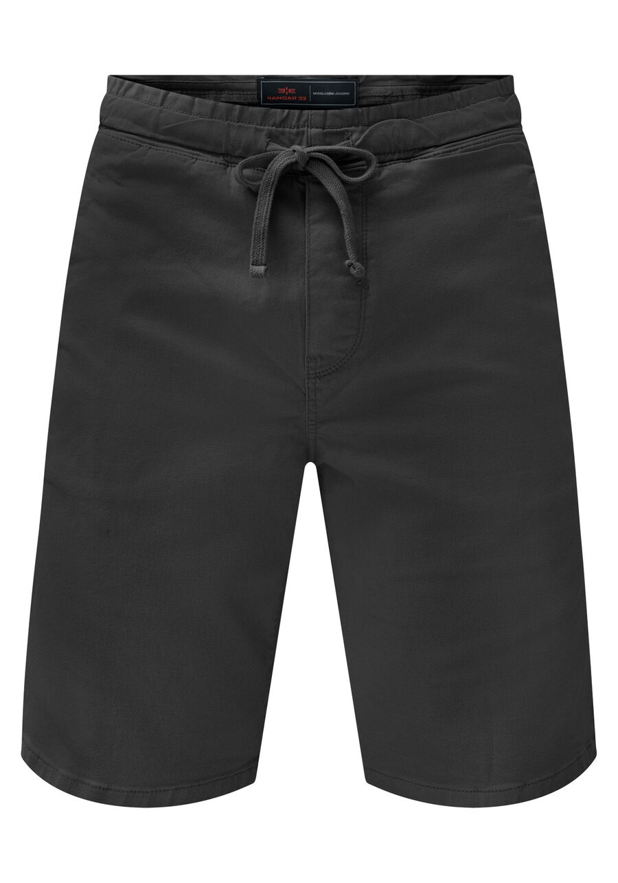 Bermuda Jogging Com Bolsos Em Sarja Denim Malha, CINZA NIGHTCALL. Bermuda Jogging Com Bolsos Em Sarja Denim Malha, CINZA NIGHTCALL, large.