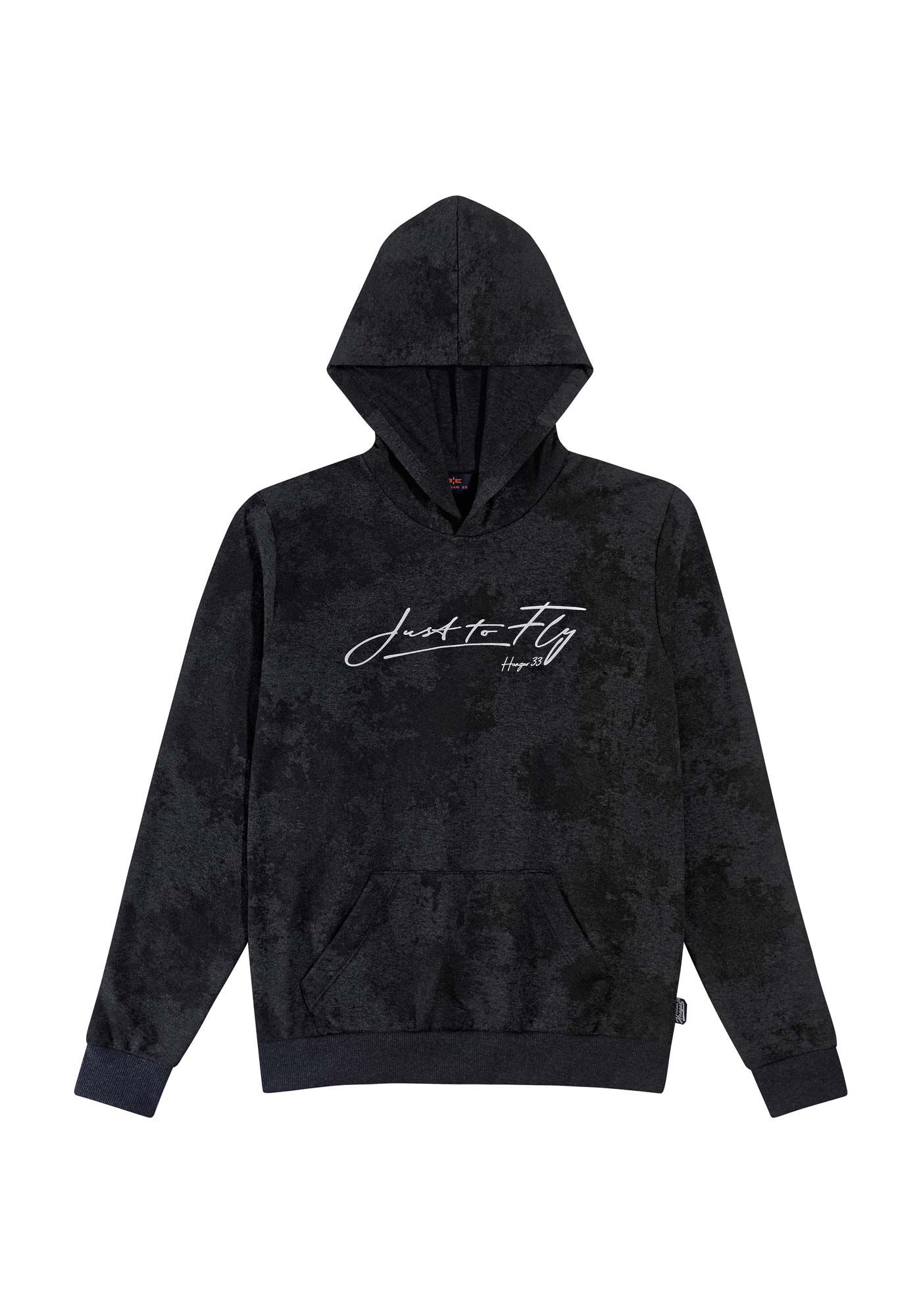 Blus&atilde;o com Capuz em Moletom Estampado Juvenil, MAPA PRETO, large.