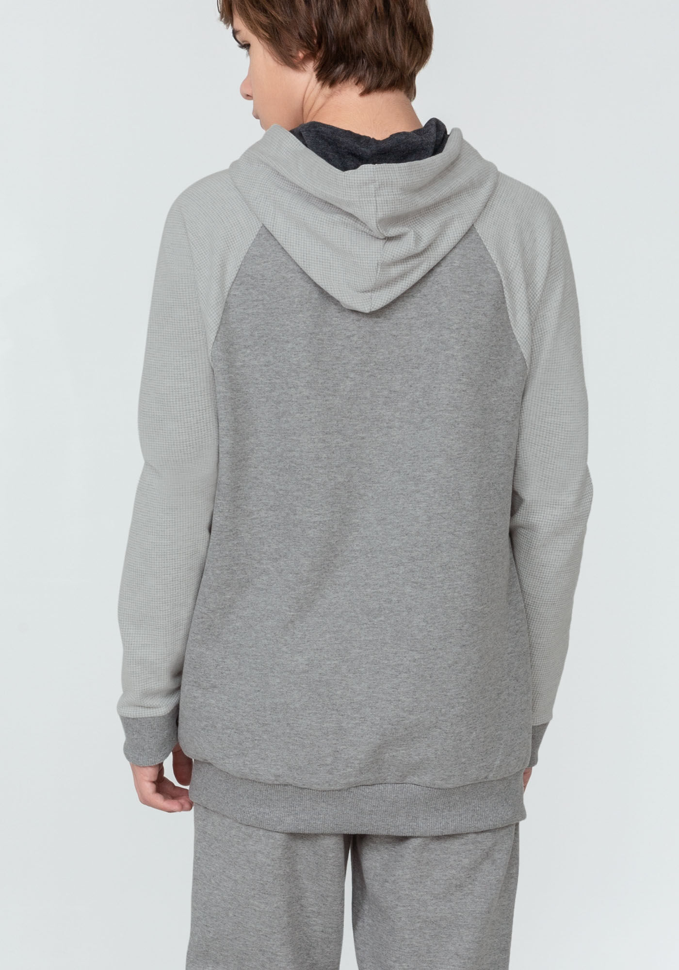 Blus&atilde;o em Moletom com Mangas Longas Pied Poule Juvenil, MESCLA MEDIO, large.